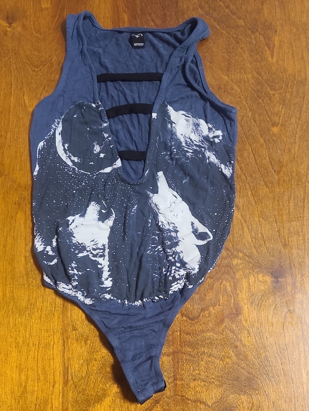 Windsor Navy Bodysuit With Wolves Howling At The Moon